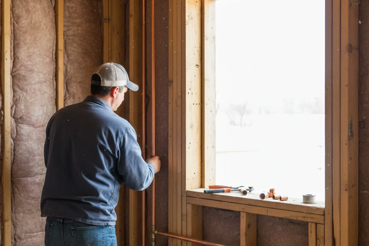 Licensed plumber running new copper supply lines in a Madisonburg home