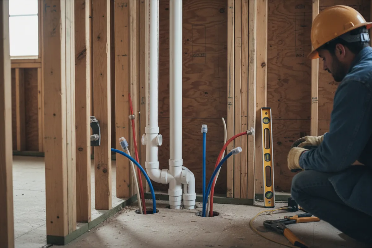 Drain and supply rough-in during Drain Cleaning in Madisonburg