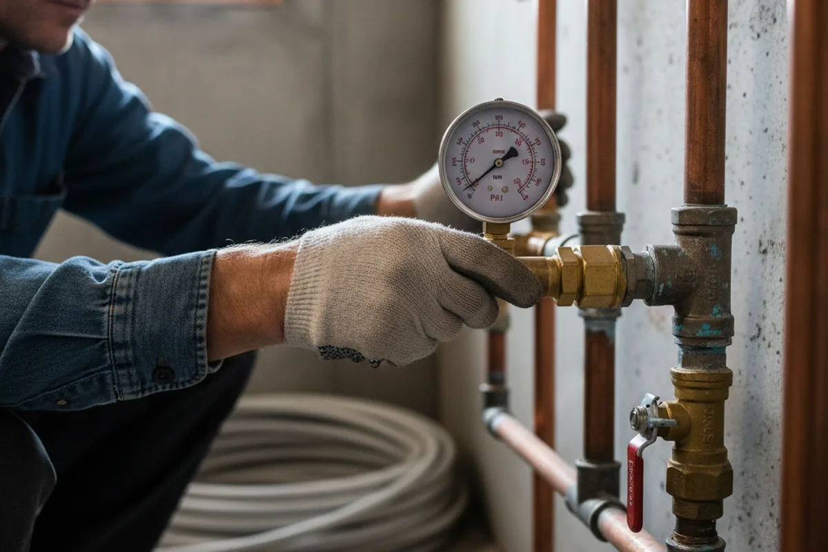 Pressure testing a repaired line during Water Line Repair in Madisonburg